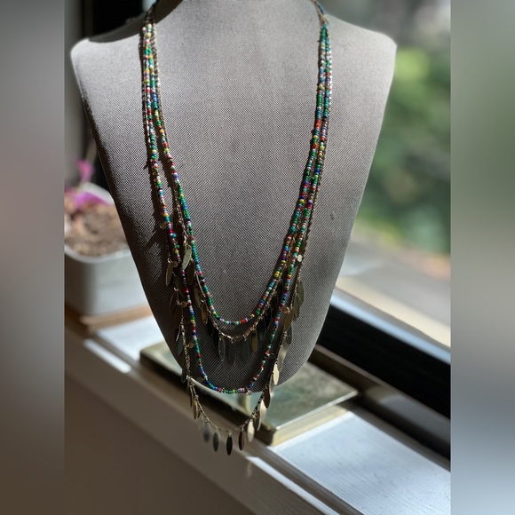 Torrid Jewelry Multi Rainbow Color Bead & Gold Tone Layered Necklace - Like New - Picture 4 of 6